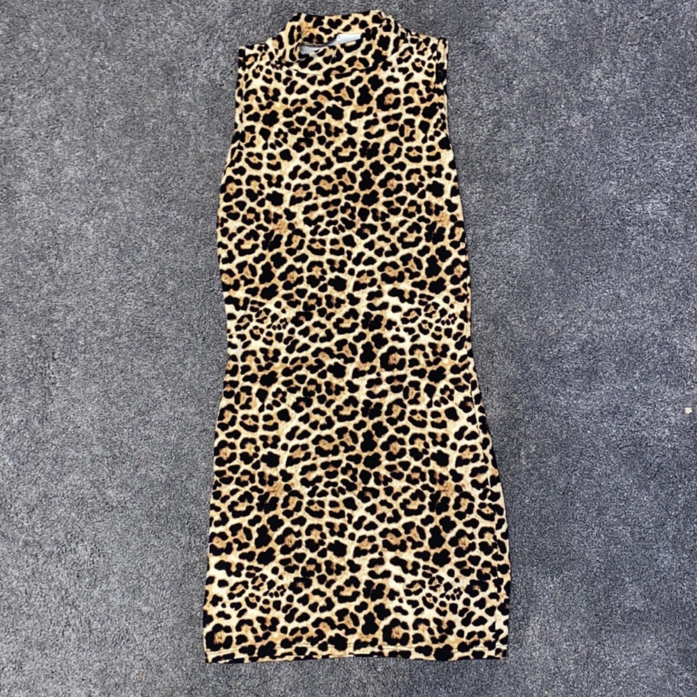 SEDUCTION Cheetah Print High Neck Mini Dress